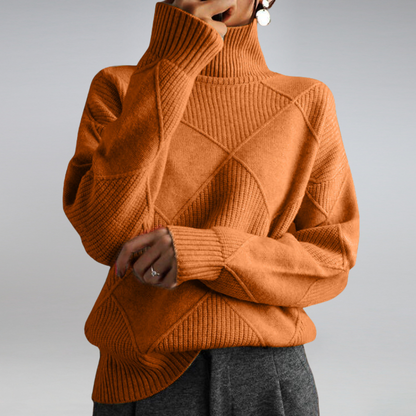 Textured Knit Turtleneck Sweater