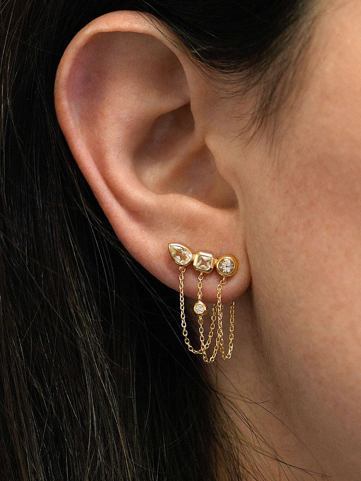 Titanium Steel Multi-Stone Cluster Earrings