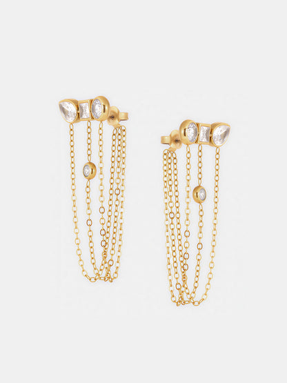 Titanium Steel Multi-Stone Cluster Earrings