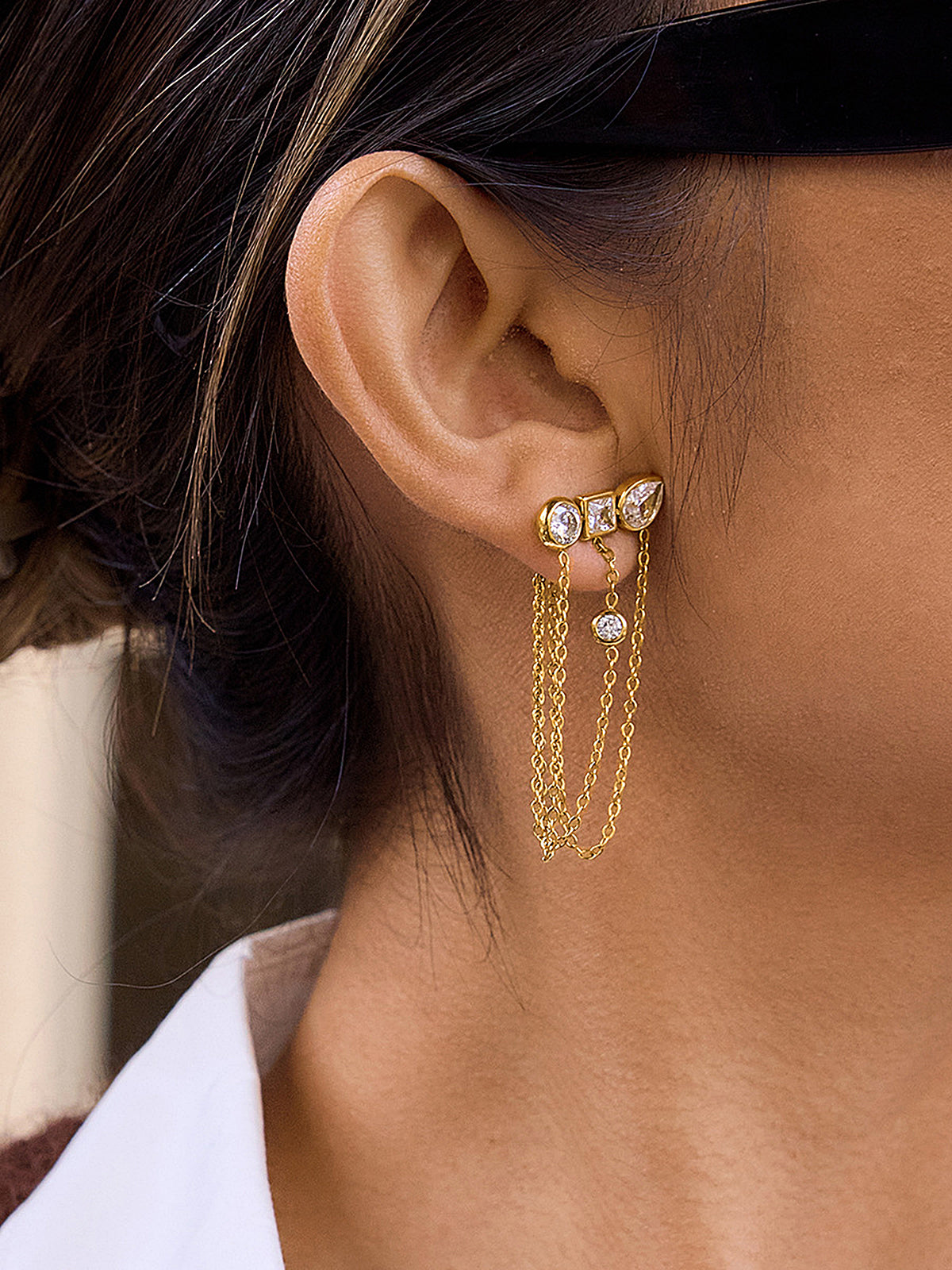 Titanium Steel Multi-Stone Cluster Earrings