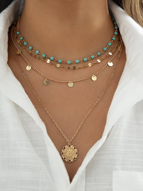 Turquoise Multi-Layered Stone Necklace