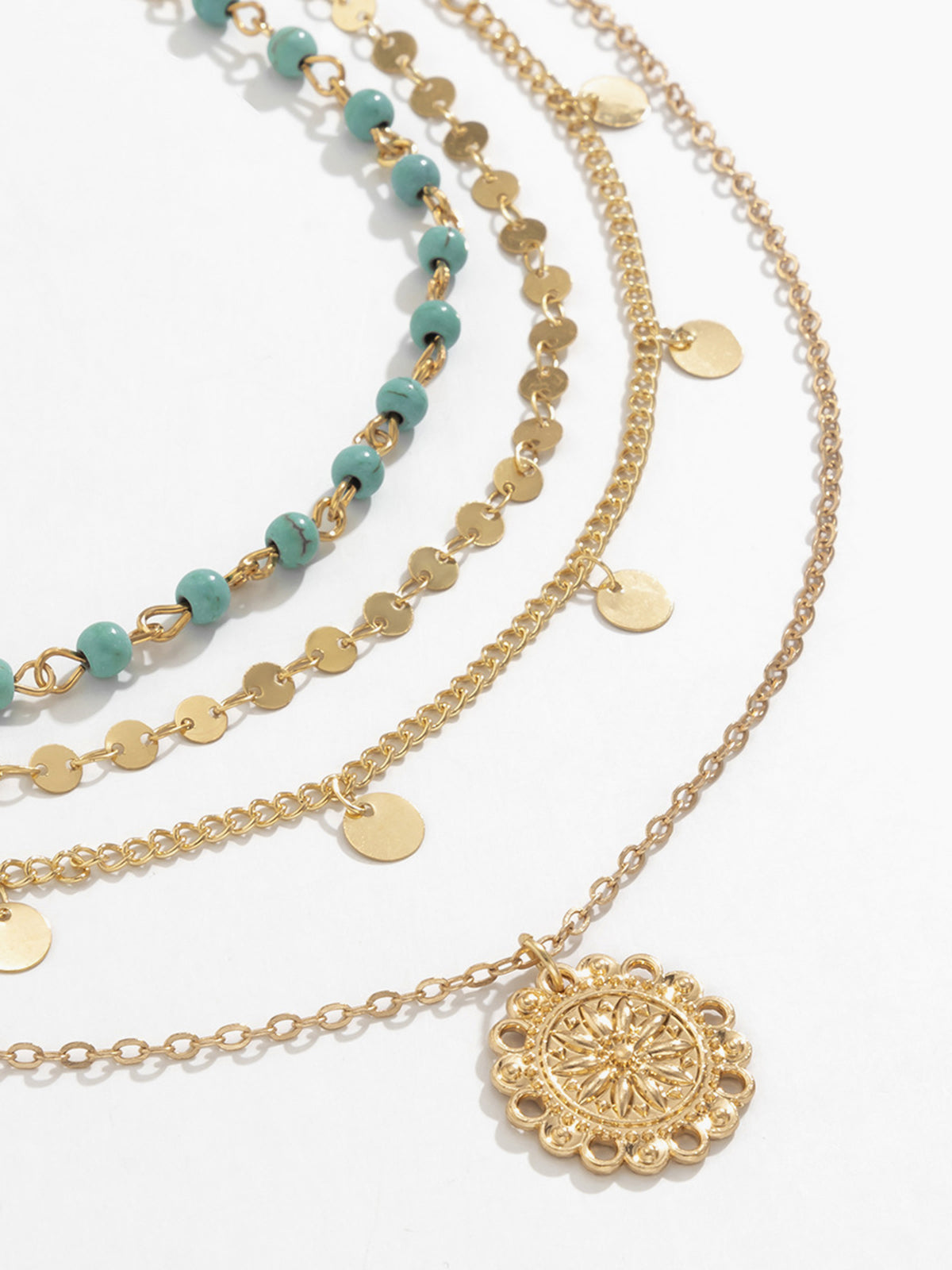 Turquoise Multi-Layered Stone Necklace