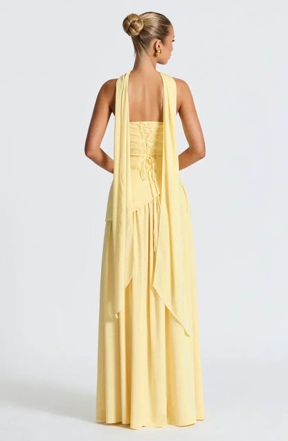 V-Neck Asymmetric Hem Maxi Dress