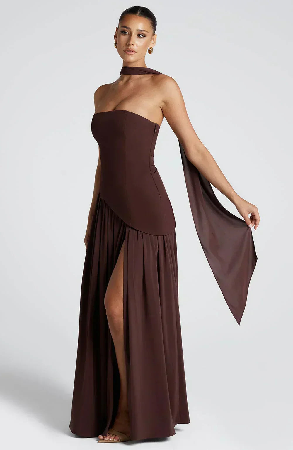 V-Neck Asymmetric Hem Maxi Dress
