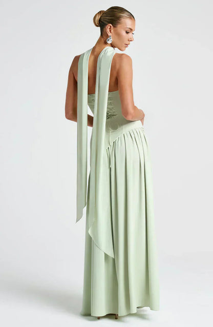 V-Neck Asymmetric Hem Maxi Dress