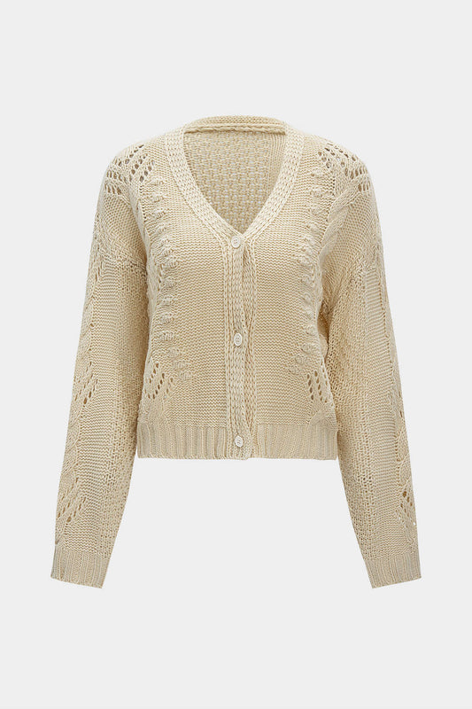 V-Neck Cut Out Knit Cardigan