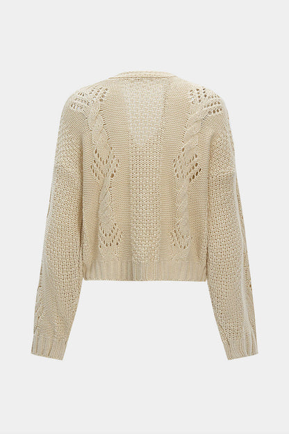 V-Neck Cut Out Knit Cardigan
