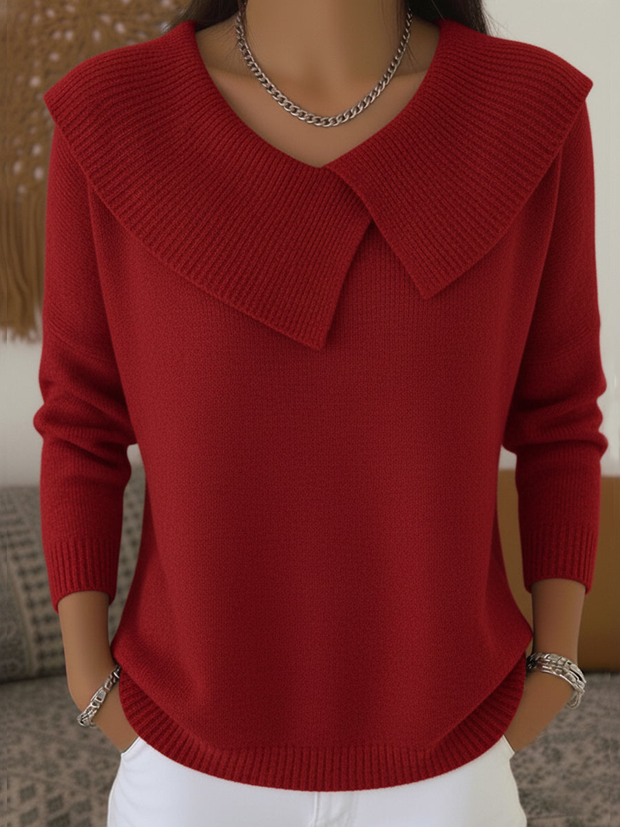 V-Neck Oversized Collar Sweater