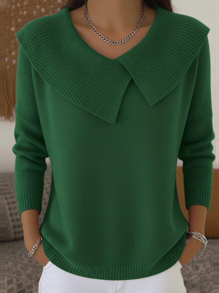 V-Neck Oversized Collar Sweater