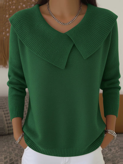 V-Neck Oversized Collar Sweater
