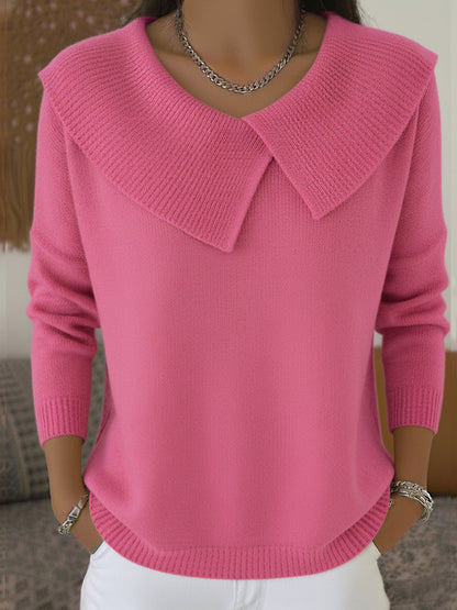 V-Neck Oversized Collar Sweater