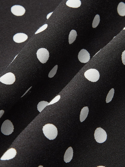 V-Neck Polka Dot Rayon Maxi Dress