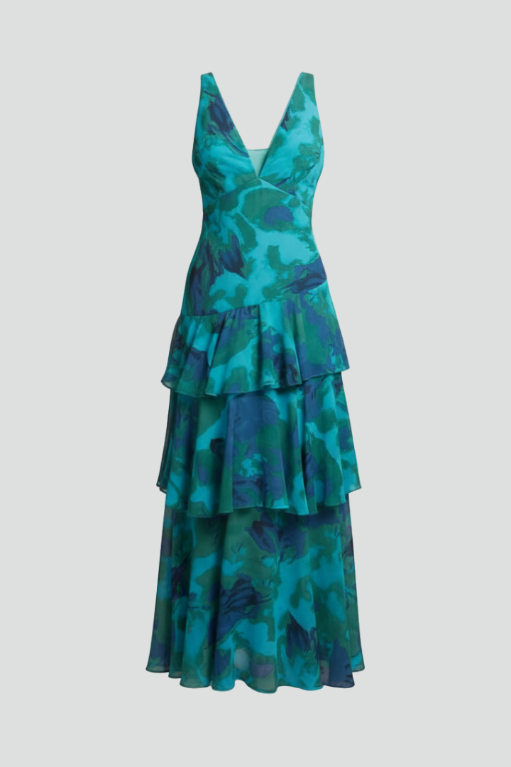 V-Neck Tiered Lightweight Maxi Dress