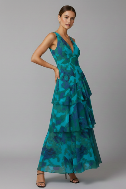 V-Neck Tiered Lightweight Maxi Dress