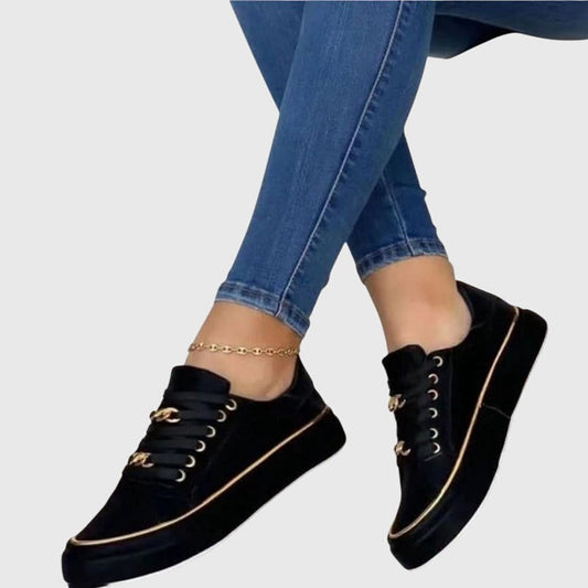 Velvet Lace-Up Casual Sneakers