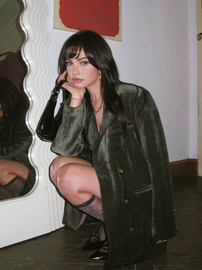 Velvet Long Sleeve Blazer