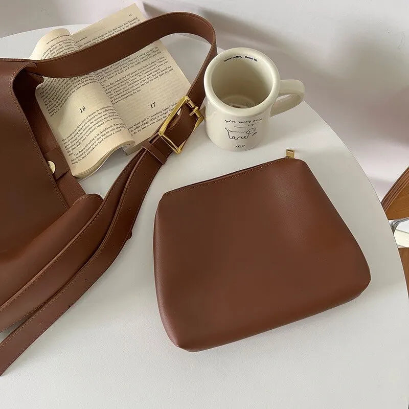 Versatile PU Leather Shoulder Bag