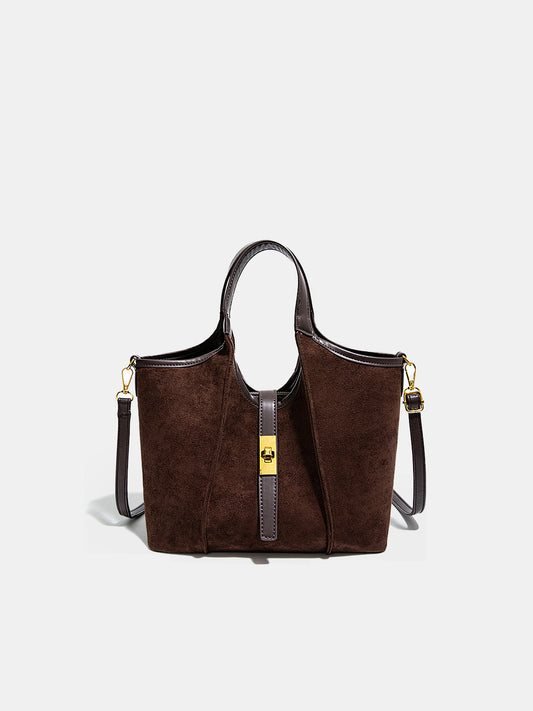 Vintage-Inspired Suede Finish Handbag