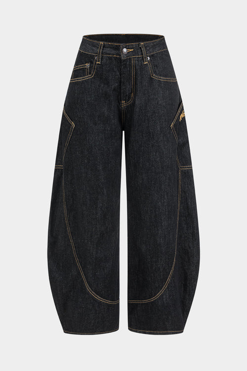 Washed Denim Wide Leg Jeans