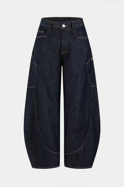 Washed Denim Wide Leg Jeans