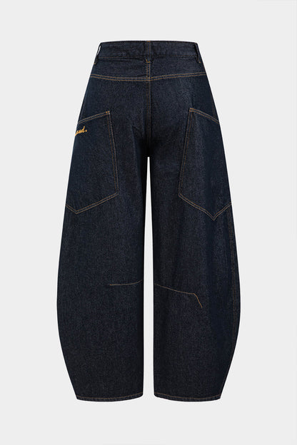 Washed Denim Wide Leg Jeans