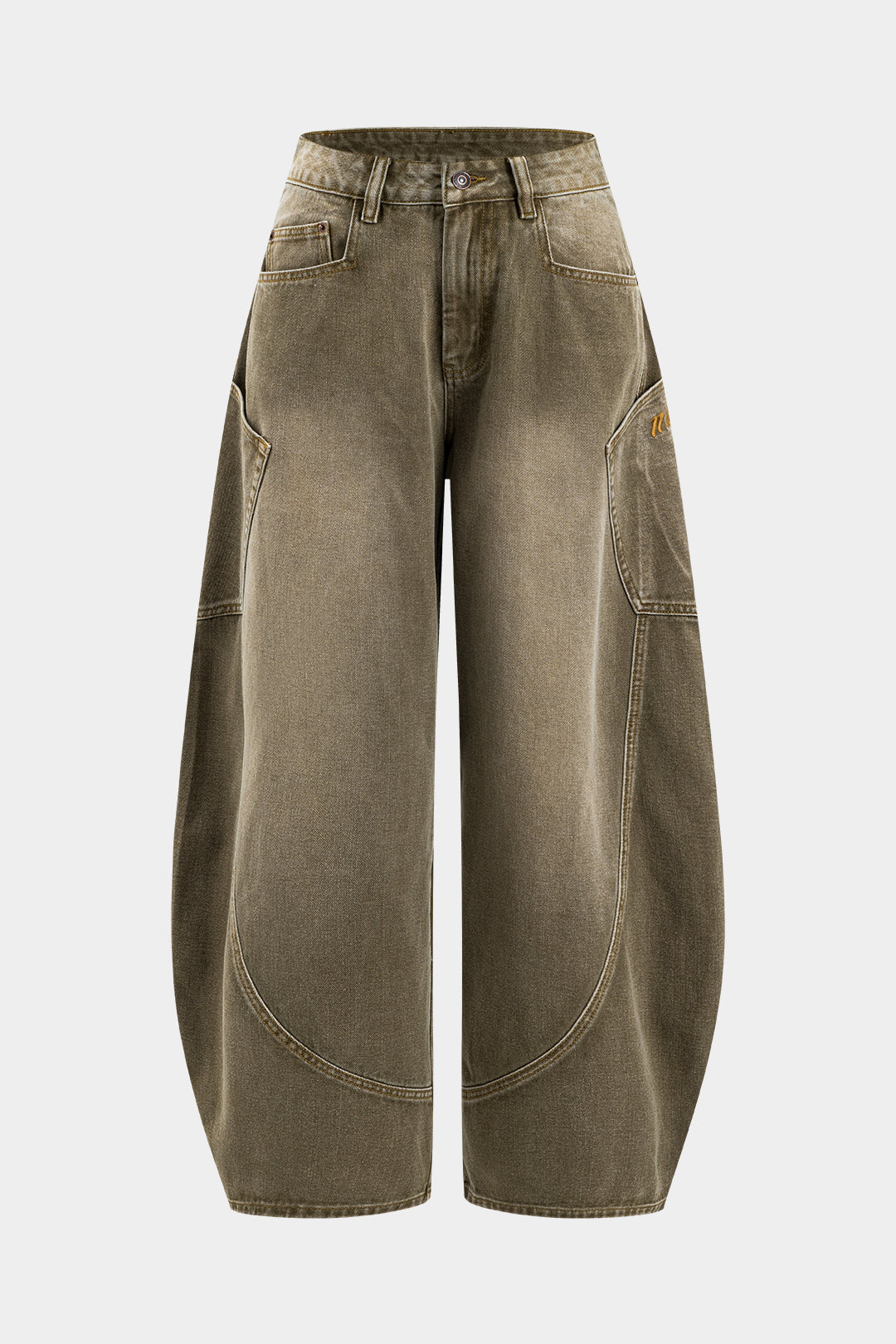 Washed Denim Wide Leg Jeans