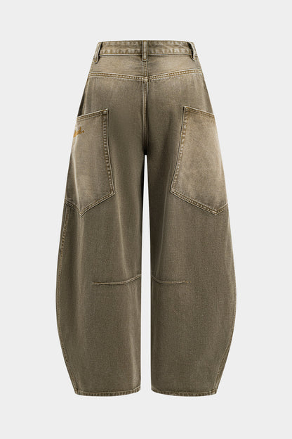 Washed Denim Wide Leg Jeans