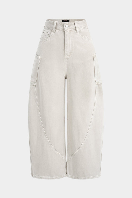 Wide Leg Denim Jeans With Pockets