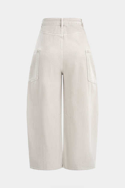 Wide Leg Denim Jeans With Pockets