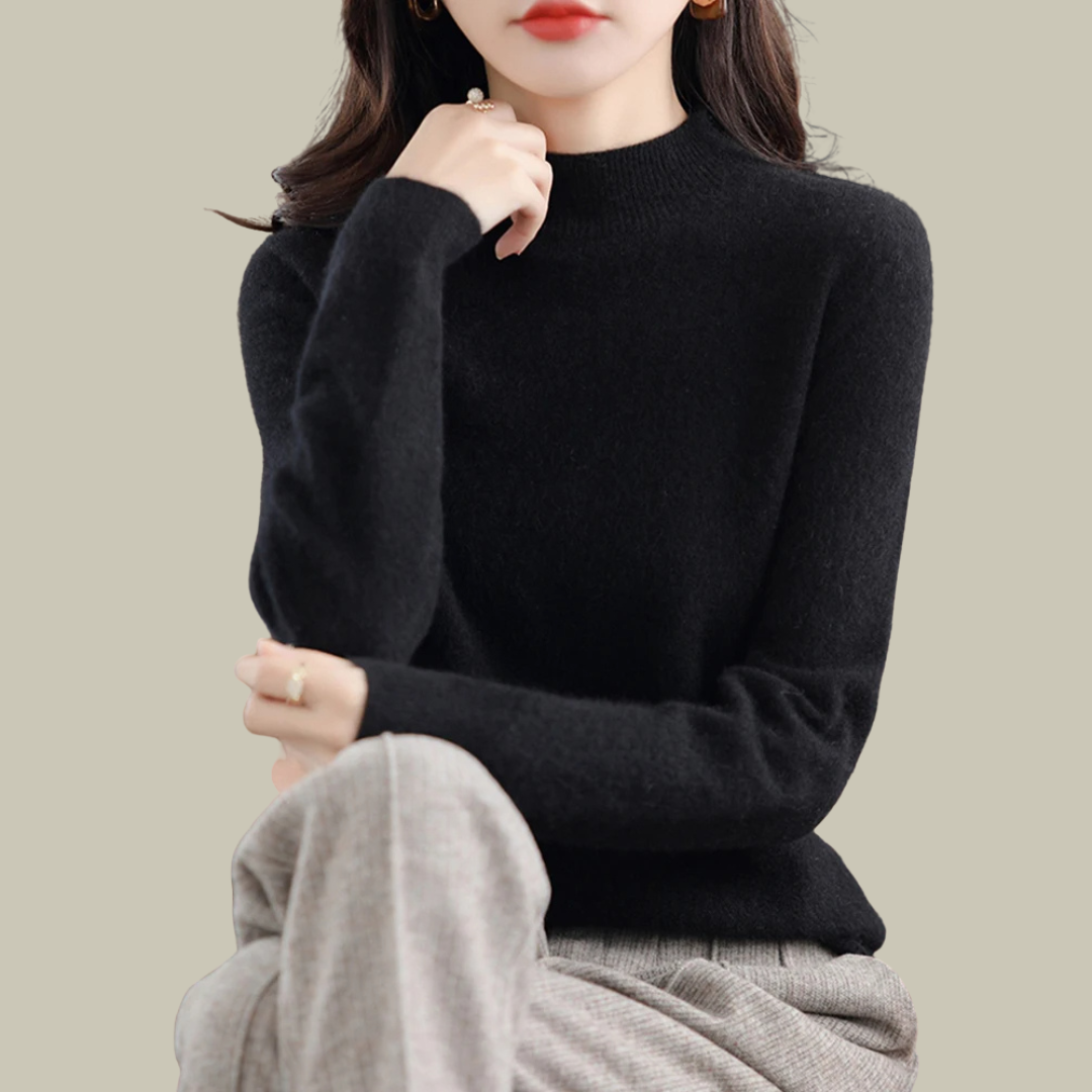 Wool Blend Mock Neck Slim Fit Sweater