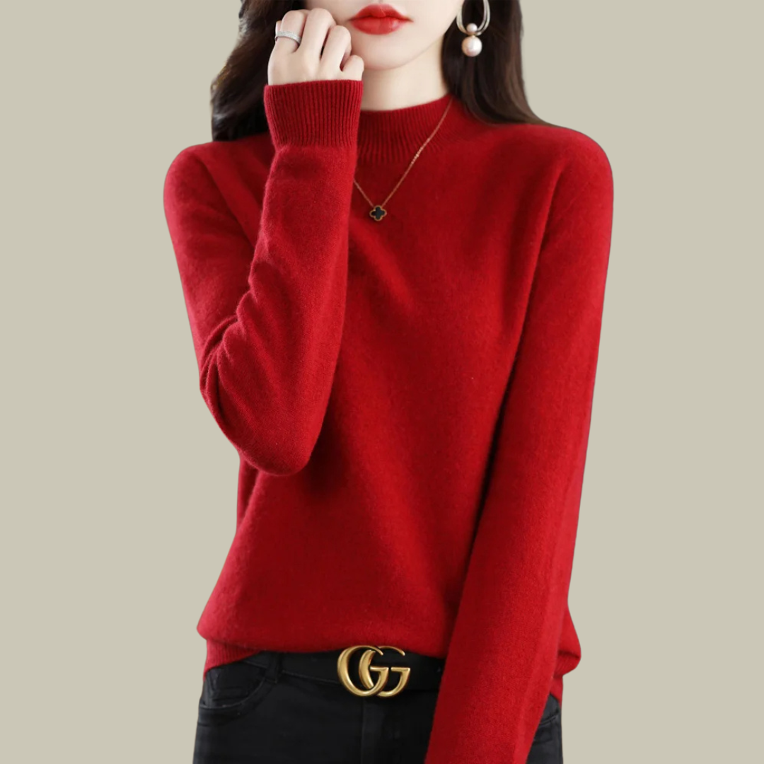 Wool Blend Mock Neck Slim Fit Sweater