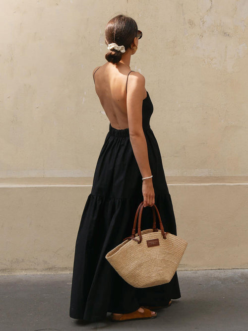 Woven Backless Maxi Dress