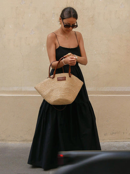 Woven Backless Maxi Dress