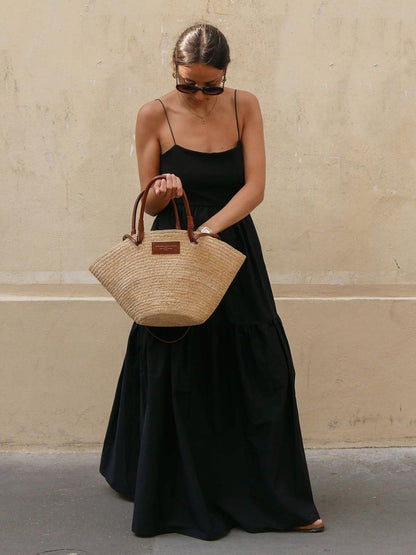 Woven Backless Maxi Dress