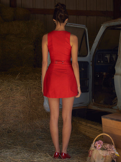 Woven Cotton Button-Front Summer Dress