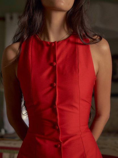 Woven Cotton Button-Front Summer Dress