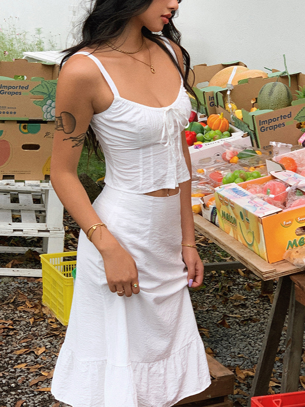 Woven Fabric Corset Two-Piece Set