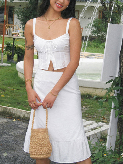 Woven Fabric Corset Two-Piece Set