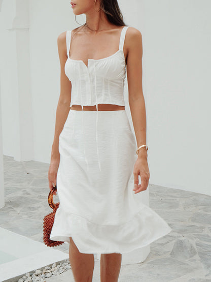 Woven Fabric Corset Two-Piece Set