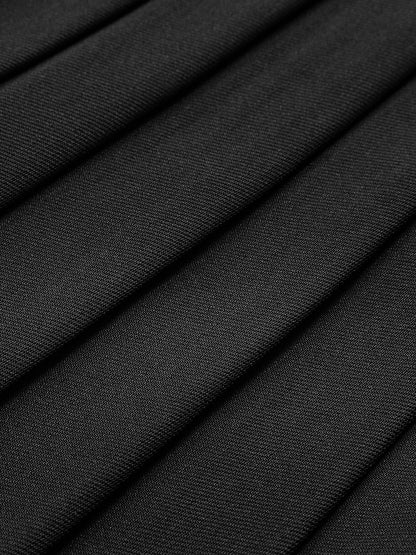 Woven Fabric Pleated Skirt Two Piece Set