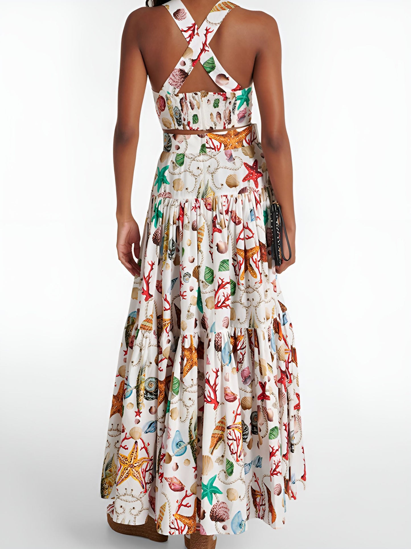 Woven Fabric Printed Two Piece Skirt Set