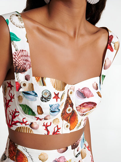 Woven Fabric Printed Two Piece Skirt Set