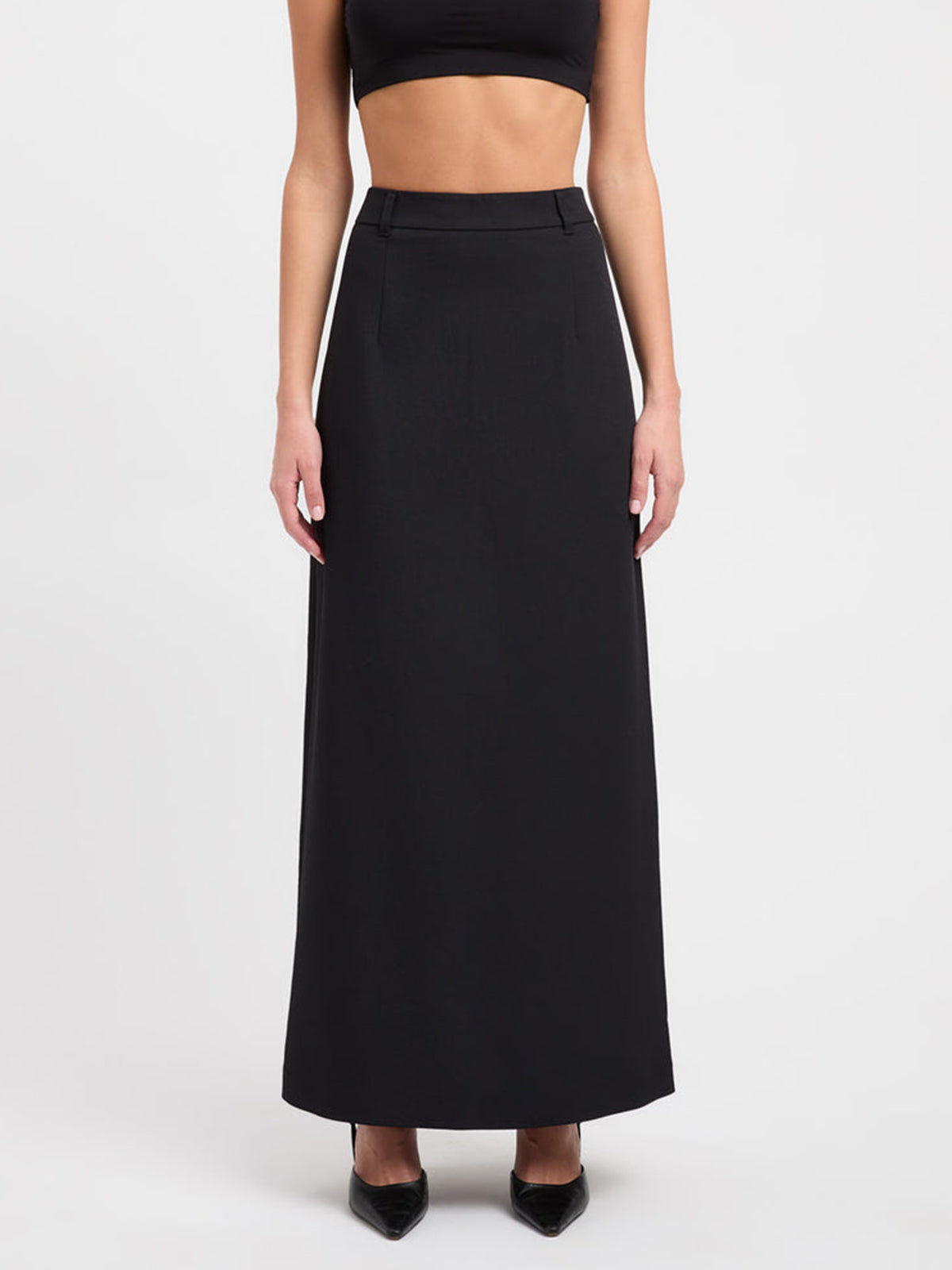 Woven Fabric Slit Back Maxi Skirt
