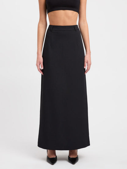 Woven Fabric Slit Back Maxi Skirt