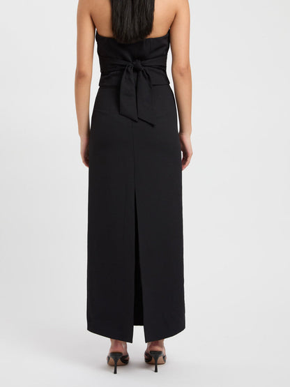 Woven Fabric Slit Back Maxi Skirt