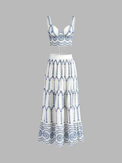 Woven Fabric Tie Back Skirt Set