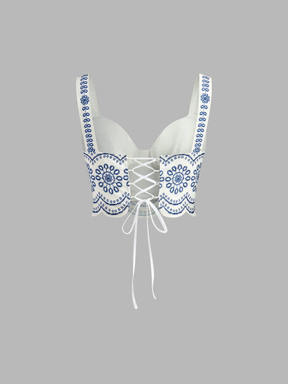 Woven Fabric Tie Back Skirt Set