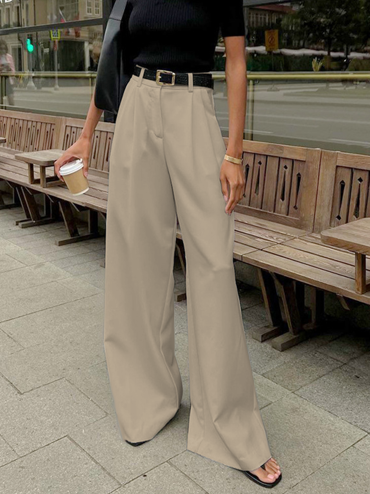 Woven Fabric Wide Leg Pants