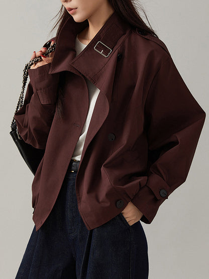 Woven Long Sleeve Trench Coat