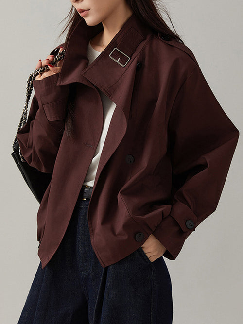 Woven Long Sleeve Trench Coat